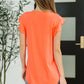 Flirtini Flutter Sleeve Top in Neon Coral