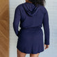 Getting Out Long Sleeve Hoodie Romper in Navy