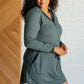 Getting Out Long Sleeve Hoodie Romper in Smoked Spruce