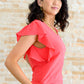 Got Me Cornered V Neck Ruffle Sleeve Top