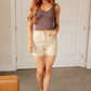 Greta High Rise Garment Dyed Shorts in Bone