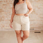 Greta High Rise Garment Dyed Shorts in Bone