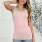 Handled It Contrast Trim Tank in Pink