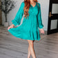 Head Held High V-Neck Balloon Sleeve Dress