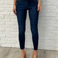 Fallon Mid Rise Adjustable Waist Raw Hem Skinny Jeans
