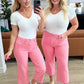 Lisa High Rise Control Top Wide Leg Crop Jeans in Pink