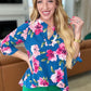 Lizzy Top in Teal and Magenta Floral