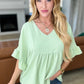 Airflow Peplum Ruffle Sleeve Top in Sage