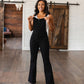 Imogene Control Top Retro Flare Overalls in Black