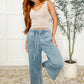 In or Out Wide Leg Cropped Pants Dusty Blue