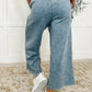 In or Out Wide Leg Cropped Pants Dusty Blue