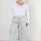 In or Out Wide Leg Cropped Pants in Light Grey