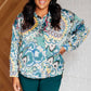 In the Willows Button Up Blouse in Teal Paisley