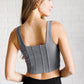 It's All About the Balance Twill Square Neck Crop Top in Titanium