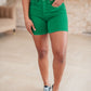 Jenna High Rise Control Top Cuffed Shorts in Green