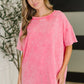 Just My Type Mineral Wash Relaxed Top in Fuchsia