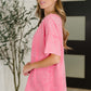 Just My Type Mineral Wash Relaxed Top in Fuchsia