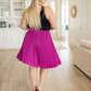 Just a Flirt Pleated Skirt in Magenta