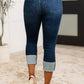 Karen High Rise Double Waist Band Capri Jeans