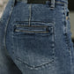 Karla High Waist Column Straight Button-Fly & Back Welt Pkts