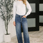Karla High Waist Column Straight Button-Fly & Back Welt Pkts