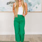 Lisa High Rise Control Top Wide Leg Crop Jeans in Kelly Green