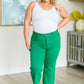 Lisa High Rise Control Top Wide Leg Crop Jeans in Kelly Green