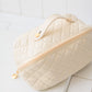 Large Capacity Quilted Makeup Bag in Cream