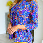 Lizzy Babydoll Top in Royal Retro Floral