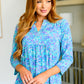 Lizzy Babydoll Top in Teal Brushstrokes