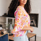 Lizzy Bell Sleeve Top in Pink and Gold Floral