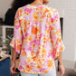 Lizzy Bell Sleeve Top in Pink and Gold Floral