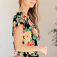 Lizzy Cap Sleeve Top in Black Garden Floral