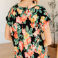 Lizzy Cap Sleeve Top in Black Garden Floral