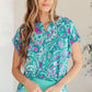 Lizzy Cap Sleeve Top in Magenta and Teal Paisley