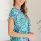 Lizzy Cap Sleeve Top in Magenta and Teal Paisley