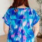 Lizzy Cap Sleeve Top in Royal Brush Strokes