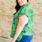 Lizzy Cap Sleeve Top in Green and Royal Watercolor Floral