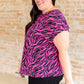 Lizzy Cap Sleeve Top in Pink and Black Zebra