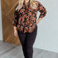 Lizzy Top in Black and Chocolate Floral