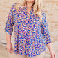 Lizzy Top in Blue and Pink Retro Ditsy Floral