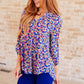 Lizzy Top in Blue and Pink Retro Ditsy Floral