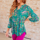 Lizzy Top in Emerald and Purple Paisley