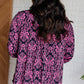 Lizzy Top in Hot Pink and Navy Damask