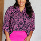 Lizzy Top in Hot Pink and Navy Damask