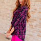 Lizzy Top in Navy and Hot Pink Damask