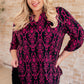 Lizzy Top in Navy and Hot Pink Damask