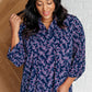 Lizzy Top in Navy and Magenta Petite Floral