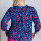 Lizzy Top in Navy and Teal Multi