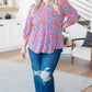 Lizzy Top in Pink and Aqua Ditsy Floral